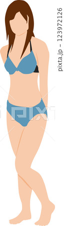 ポーズをとる水着を着た女性のイラスト 123972126
