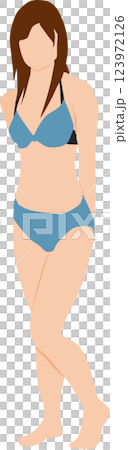 ポーズをとる水着を着た女性のイラスト 123972126