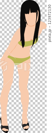 身穿泳衣的女子擺姿勢的插圖 123972130