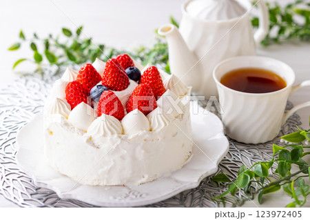 かわいいイチゴケーキ 123972405