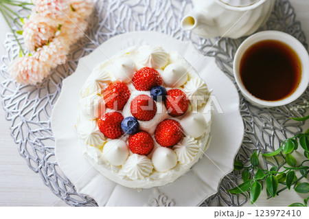 かわいいイチゴケーキ 123972410