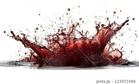 Vivid Red Liquid Splash on White Background High Speed Photography Vivid Red Liquid Splash on White Background High Speed Photography 123972498