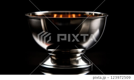 Elegant Silver Trophy Against Dark Background with Golden Highlights Elegant Silver Trophy Against Dark Background with Golden Highlights 123972509