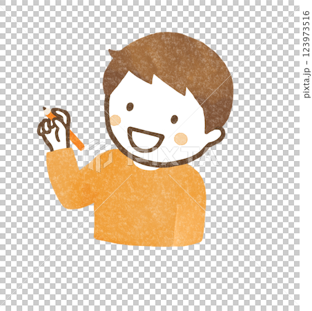 鉛筆を持つ子ども 123973516