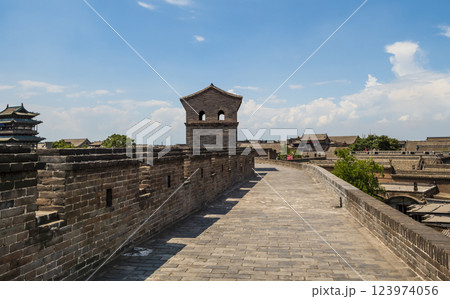 Stunning walls surrounding the ancient city of Pingyao, Shanxi province, China 123974056