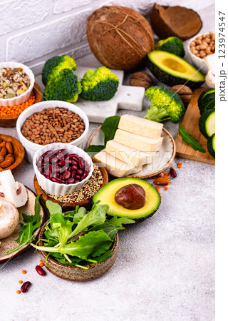 Vegan keto products. Ketogenic plant-based food 123974547