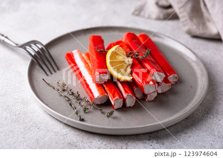 Surimi sticks from crab meat Surimi sticks from crab meat 123974604