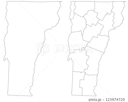 Vermont administrative map, Vermont outline and counties state map set - illustration version 123974720