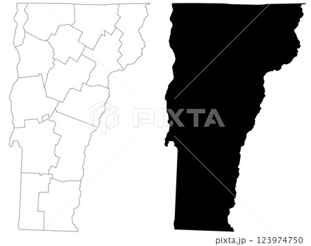 Vermont administrative map, Vermont outline and counties state map set - illustration version Vermont administrative map, Vermont outline and counties state map set - illustration version 123974750