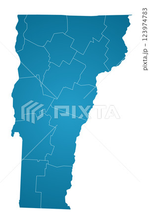 Vermont administrative map. counties map of Vermont, blank Vermont Map, empty map of Vermont 123974783