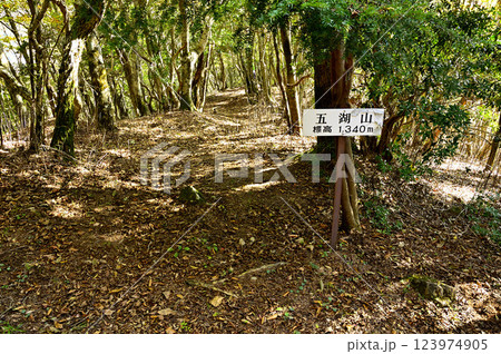 御坂山地の五湖山山頂　静かな縦走路 123974905
