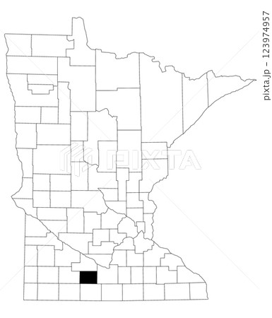 Map of watonwan County in Minnesota state on white background. single County map highlighted by black colour on Minnesota map. UNITED STATES, US 123974957