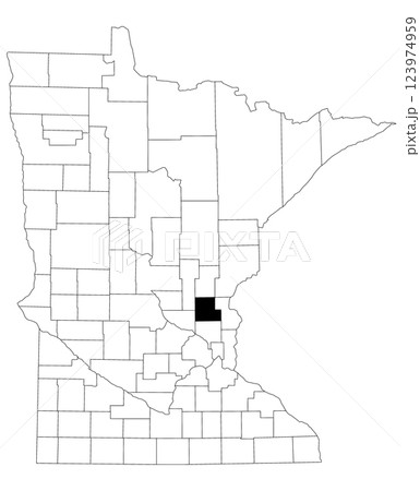 Map of isanti County in Minnesota state on white background. single County map highlighted by black colour on Minnesota map. UNITED STATES, US Map of isanti County in Minnesota state on white background. single County map highlighted by black colour on Minnesota map. UNITED STATES, US 123974959