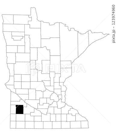 Map of Lyon County in Minnesota state on white background. single County map highlighted by black colour on Minnesota map. UNITED STATES, US 123974960