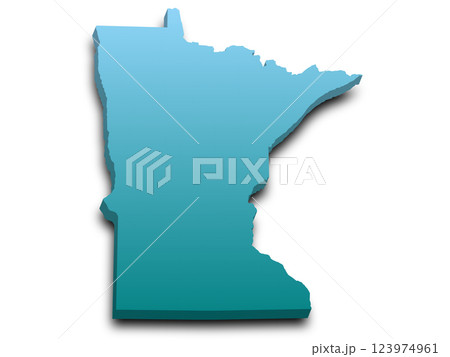 Minnesota Map 3d, state with color. Minn, MN, United State of America, US, United State 123974961
