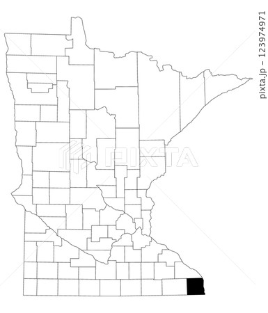 Map of Houston County in Minnesota state on white background. single County map highlighted by black colour on Minnesota map. UNITED STATES, US 123974971