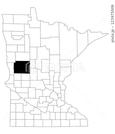 Map of otter tail County in Minnesota state on white background. single County map highlighted by black colour on Minnesota map. UNITED STATES, US 123975006