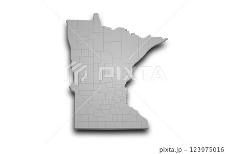 Minnesota Map 3d, state with color. Minn, MN, United State of America, US, United State 123975016
