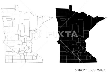 Minnesota Map. Minnesota administrative map, Minnesota outline and counties state map set - illustration version Minnesota Map. Minnesota administrative map, Minnesota outline and counties state map set - illustration version 123975023