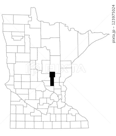Map of mille lacs County in Minnesota state on white background. single County map highlighted by black colour on Minnesota map. UNITED STATES, US Map of mille lacs County in Minnesota state on white background. single County map highlighted by black colour on Minnesota map. UNITED STATES, US 123975024