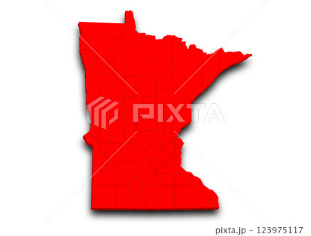 Minnesota Map 3d, state with color. Minn, MN, United State of America, US, United State 123975117
