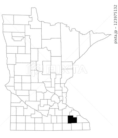 Map of Olmsted County in Minnesota state on white background. single County map highlighted by black colour on Minnesota map. UNITED STATES, US 123975132