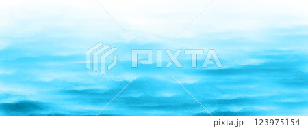 Light blue sea ocean water waves Watercolor painting of marine landscape Painted seascape background illustration texture with wavy pattern in banner header backdrop design Gradient blue white colors Light blue sea ocean water waves Watercolor painting of marine landscape Painted seascape background illustration texture with wavy pattern in banner header backdrop design Gradient blue white colors 123975154