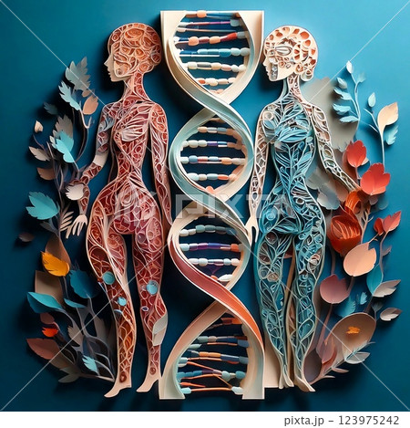 Nature and Human Connection Through DNA – Eco-Biological Concept Art 123975242