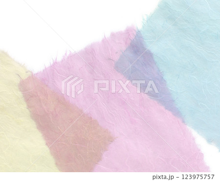 重なる和紙　色とりどりの雲龍紙　背景素材　 123975757