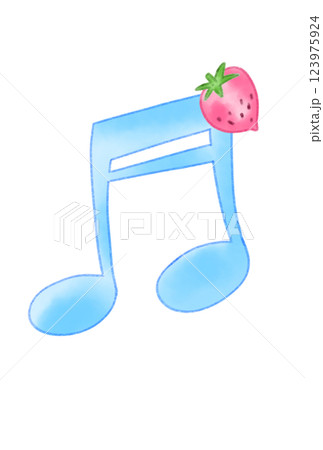 イチゴの付いた音符 123975924