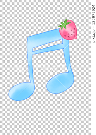 イチゴの付いた音符 123975924
