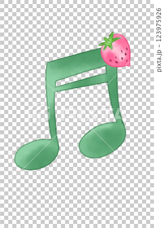 イチゴの付いた音符 123975926