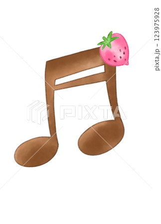 イチゴの付いた音符 イチゴの付いた音符 123975928