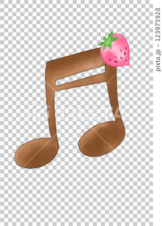 イチゴの付いた音符 イチゴの付いた音符 123975928