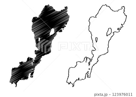 Lake Abaya (Africa, Federal Democratic Republic of Ethiopia) map vector illustration, scribble sketch map 123976011