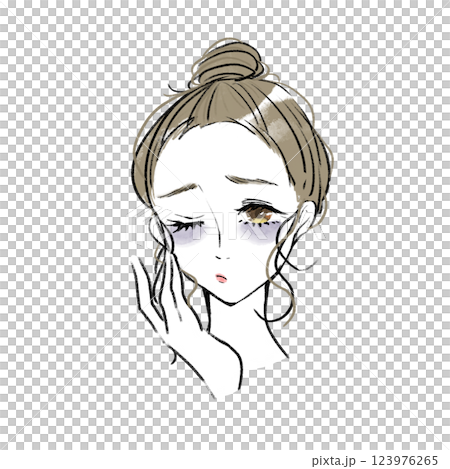 Illustration of a woman suffering from dark circles 123976265