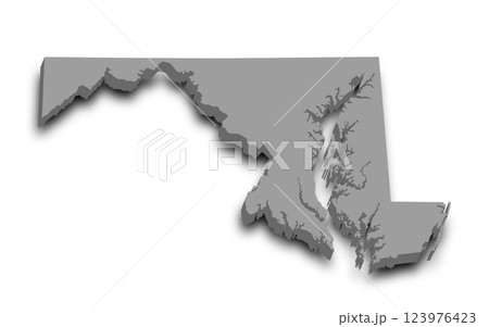 Maryland Map. 3d Map of Maryland state with color. United State of America, US, United State Maryland Map. 3d Map of Maryland state with color. United State of America, US, United State 123976423
