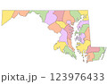 Maryland map with several counties in colour 123976433