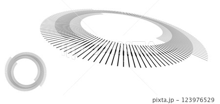 Spiral with black lines as dynamic abstract vector background or logo or icon. Abstract background with lines in circle. Artistic illustration with perspective on white background. 123976529