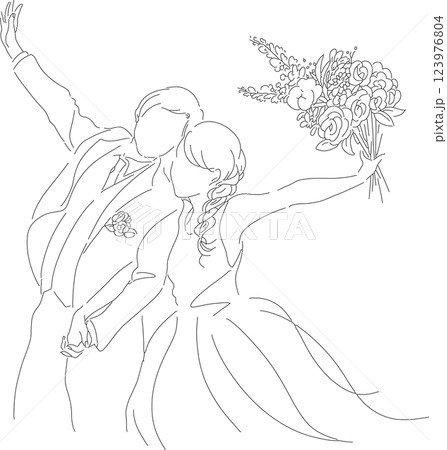 ウェディング線画イラスト 123976804