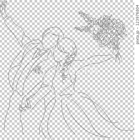 ウェディング線画イラスト 123976804