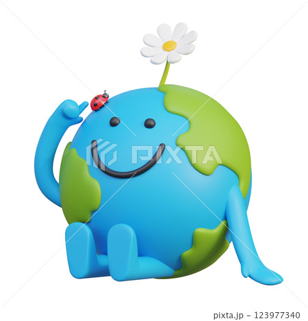 Sitting Earth Character 3D Graphics 123977340