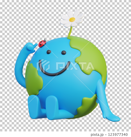 Sitting Earth Character 3D Graphics 123977340