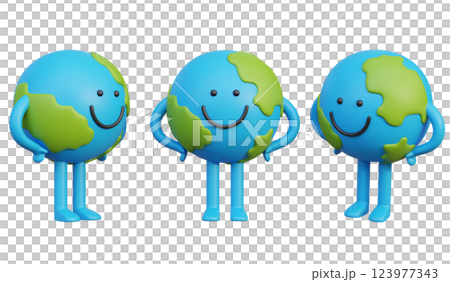 Earth character 3D graphics with waist hand pose 123977343