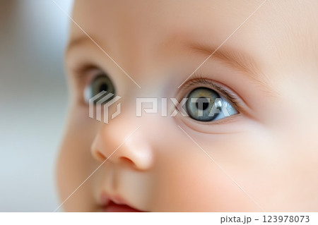 Newborn Baby with Wonder in Eyes 123978073