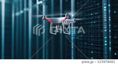 Surveillance drone ensuring secure data transfer process Surveillance drone ensuring secure data transfer process 123978081