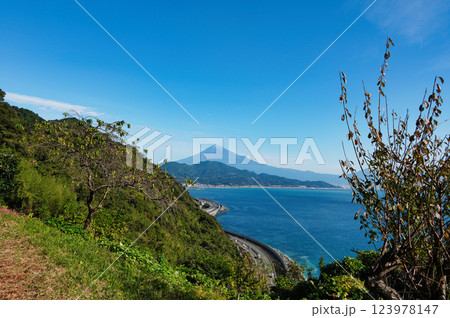 薩埵峠から望む富士山と駿河湾の絶景：静岡の名所 123978147