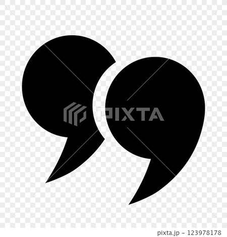 Round quotation marks are black on a transparent background. Round quotation marks are black on a transparent background. 123978178