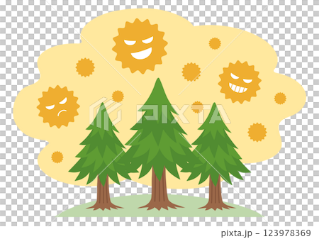 木から飛散する花粉のイメージイラスト 123978369
