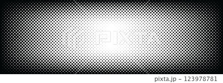Modern black halftone gradient background with a stylish dotted texture. Abstract digital pattern for technology, futuristic design, and elegant compositions 123978781